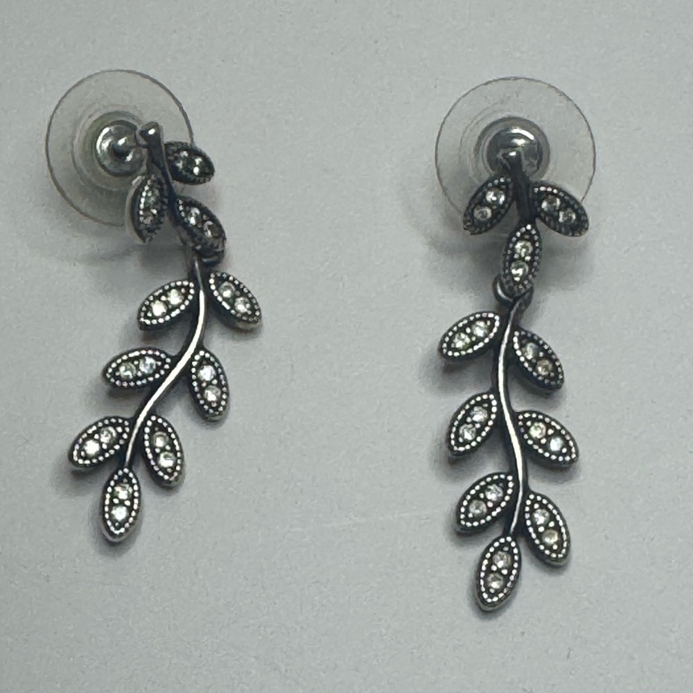 Elegant Silver Leaf Drop Earrings